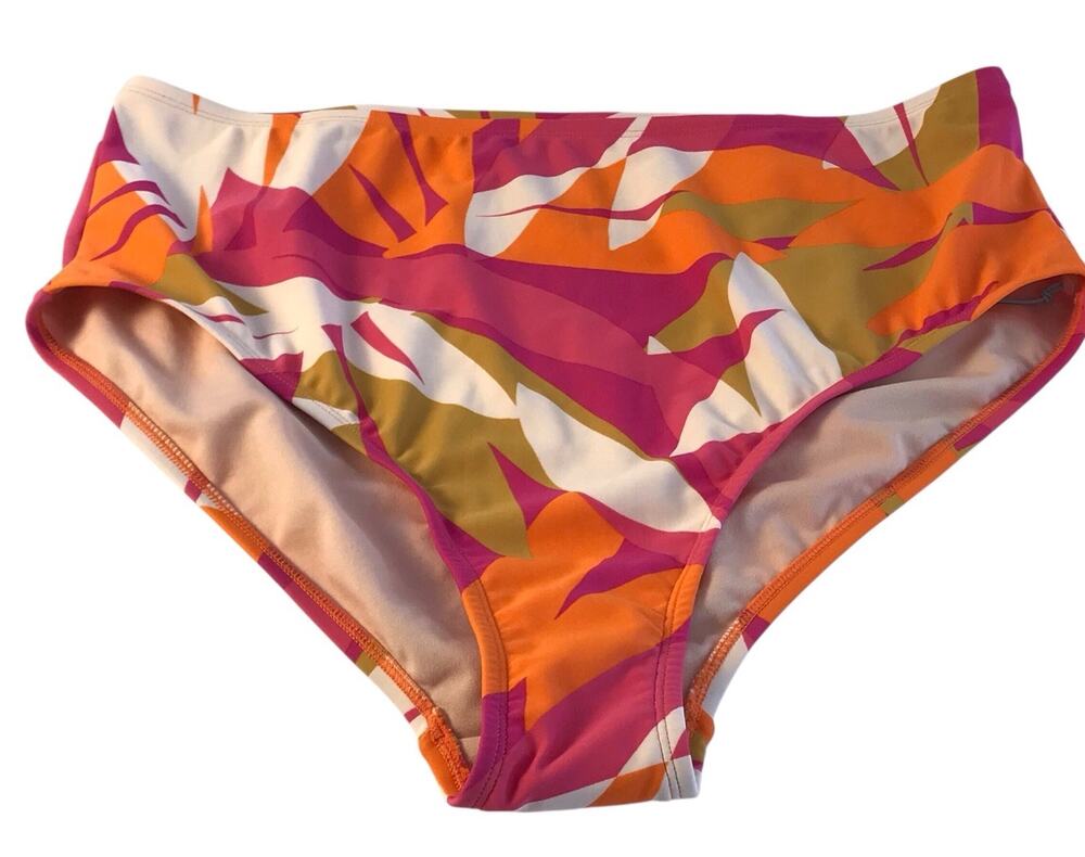Kona Sol 1X 17-18 Orange & Pink Abstract Print High Waist Bikini Swim Bottom